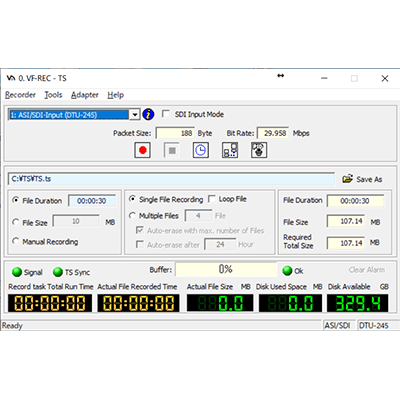 DTC-316 多機能ASI/RF/IP.SDI記録ソフトウェア VF-REC-株式会社ヴィレッジアイランド