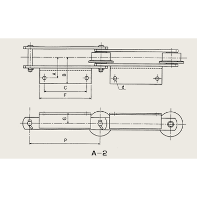 標準形コンベヤチェン アタッチメント付コンベヤチェン HR形・HRS形アタッチメント A-2アタッチメント HR30019-岡本機工株式会社