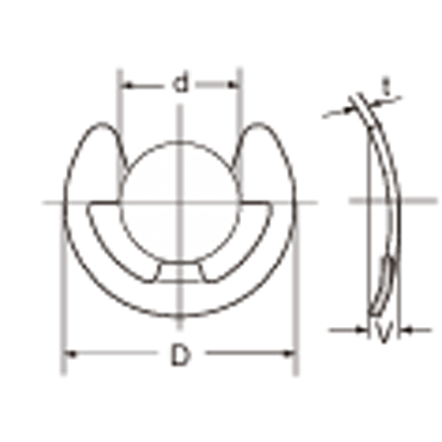 止め輪 ラジアル方向取付けタイプ (溝加工必要) 弓E形止め輪 BETW-1.5-岡本機工株式会社