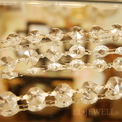 クリスタルカーテン チャイニーズクリスタルラインパーツ (100cm) 留め具：リボン型、シルバー CH-line-2-株式会社ELJEWEL