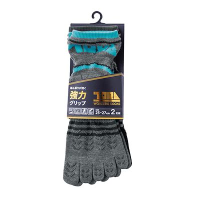 グリップソックス2足組5本指 ロゴ 0120-909-株式会社アグロワークス