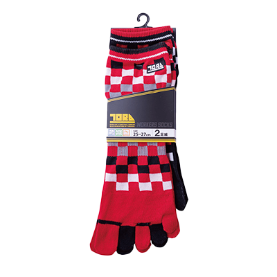 2足組5本指ソックスショート丈 (市松) 0108-909-株式会社アグロワークス