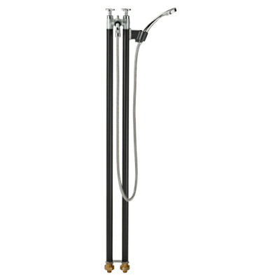 MIZSEI 2管式湯水混合水栓柱 ブラック シャワー付-株式会社竹藤商店