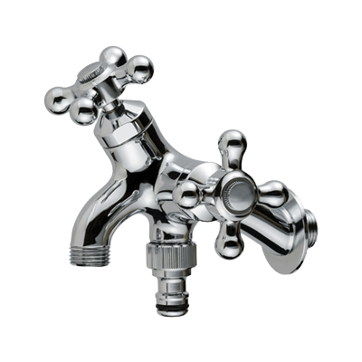 MIZSEI T14型二口横水栓 メッキ-株式会社竹藤商店