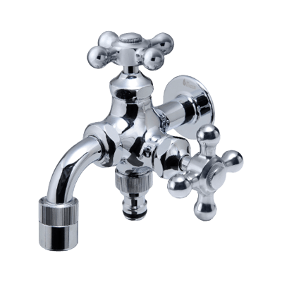 MIZSEI 二口万能胴長水栓 メッキ-株式会社竹藤商店