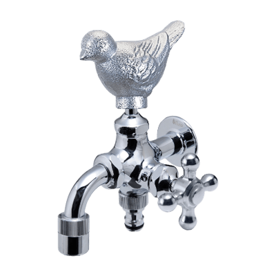 MIZSEI 二口万能胴長水栓 スズメ/メッキ-株式会社竹藤商店