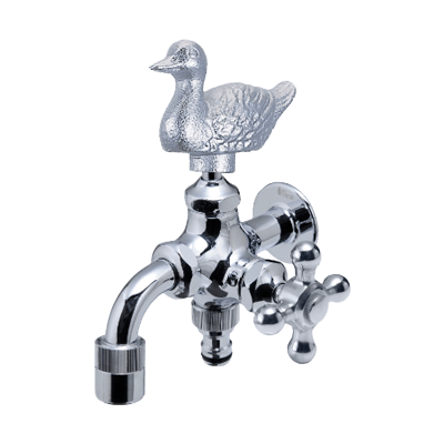 MIZSEI 二口万能胴長水栓 カモ/メッキ-株式会社竹藤商店