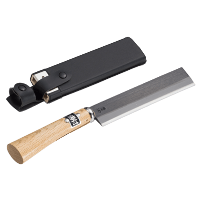 越後花吹雪 竹割鉈 鋼付両刃 (木鞘付)-株式会社竹藤商店