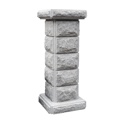 中国産 御影笠台付五段門柱 白-株式会社竹藤商店