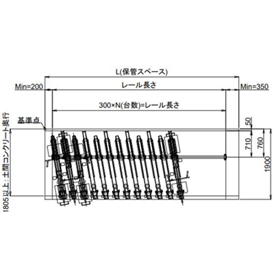自転車ラック (駐輪機) スライドカート式 10度振り 前後入れタイプ C-AB10C型-株式会社オービック･ジャパン