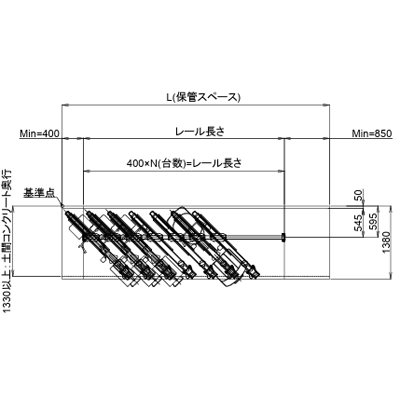 自転車ラック (駐輪機) スライドカート式 45度振り 前入れタイプ C-1A45C型-株式会社オービック･ジャパン