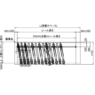 自転車ラック (駐輪機) スライドカート式 10度振り 高低タイプ C-HL10C型-株式会社オービック･ジャパン