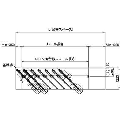 自転車ラック (駐輪機) スライド式平置きラック 45度振り 前入れタイプ C-1A45型-株式会社オービック･ジャパン