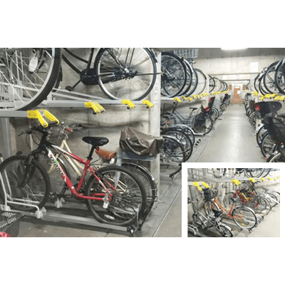 自転車ラック (駐輪機) 垂直2段上段上下動オートリターン式 下段前後差なし1Aタイプ CS2R-1A10型-株式会社オービック･ジャパン