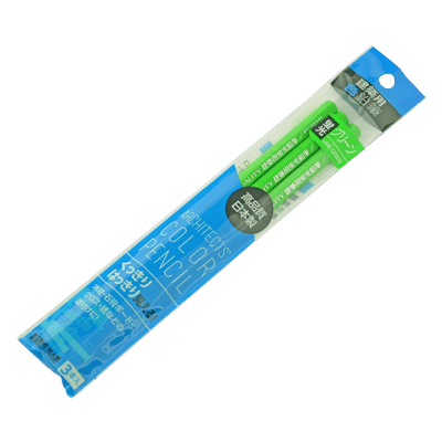 マーカー、ペン関係 建築用色鉛筆 3本入 蛍光グリーン-金井産業株式会社