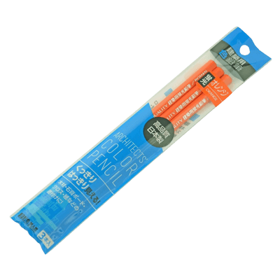 マーカー、ペン関係 建築用色鉛筆 3本入 蛍光オレンジ-金井産業株式会社