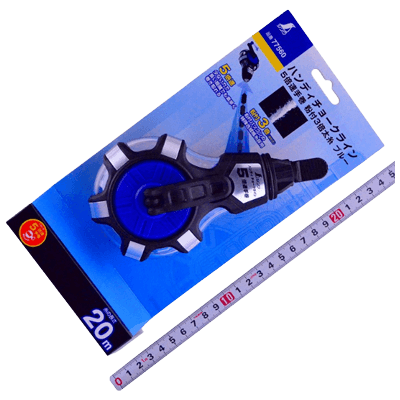 測位、測量関係 ハンディチョークライン 5倍速手巻 粉付3倍太糸ブルー #77560-金井産業株式会社