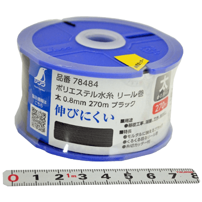 測位、測量関係 ポリエステル水糸 リール巻 ブラック 太270 #78484-金井産業株式会社