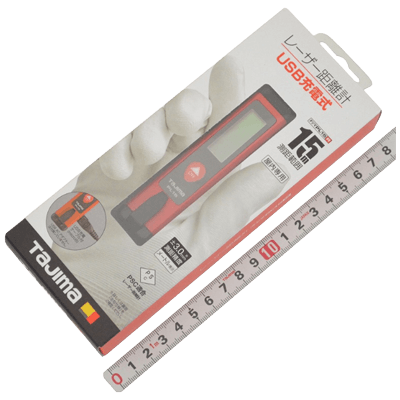 測位、測量関係 レーザー距離計 USB充電式 レッド LKT-PL15R-金井産業株式会社