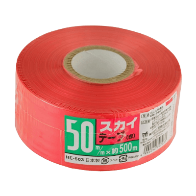 測位、測量関係 スカイテープ 50x500 赤 HE-503-金井産業株式会社