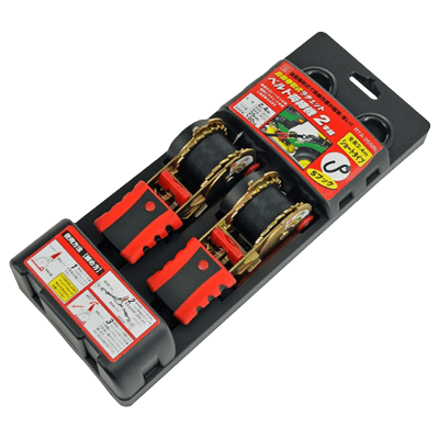 重量、荷締関係 自動巻取式 ラチェットベルト荷締機 2本組 RTA-25SBL-金井産業株式会社