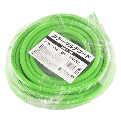 電気、電源関係 延長コード カラーマルチコード KMCE-10A 10m 緑色-金井産業株式会社