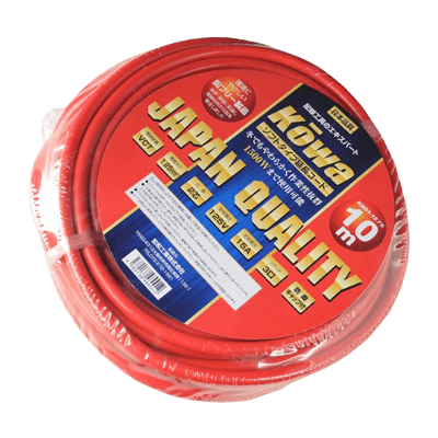 電気、電源関係 延長コード カラーマルチコード 2芯3ツ口 マルチタップソフト レッド KM01-10M-金井産業株式会社