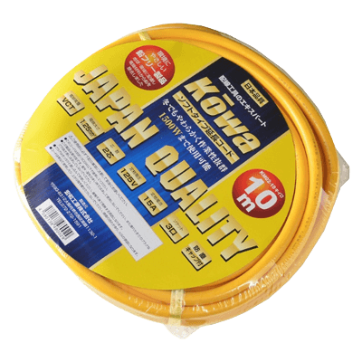 電気、電源関係 延長コード カラーマルチコード 2芯3ツ口 マルチタップソフト イエロー KM-02-10M-金井産業株式会社