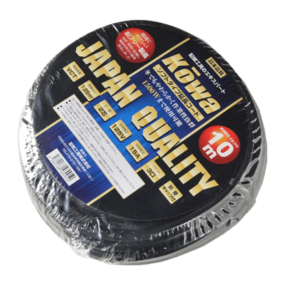 電気、電源関係 延長コード カラーマルチコード 2芯3ツ口 マルチタップソフト ブラック KM05-10M-金井産業株式会社