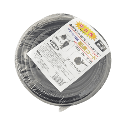 電気、電源関係 延長コード 3芯3ツ口 マルチタップ デカ太 黒 DC-310S-SA-金井産業株式会社