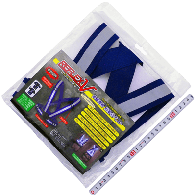 防災用品、安全用品関係 安全ベスト・タスキ 伸縮素材反射付ベスト リフレックスーブイ ネイビー RV-402N-金井産業株式会社