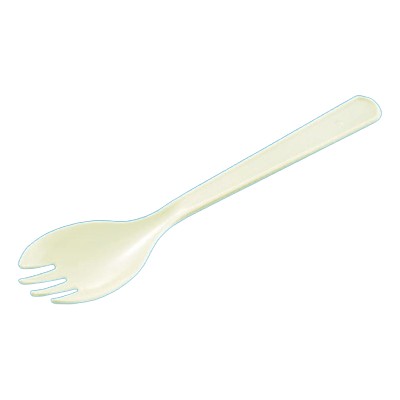 先割れスプーン 使い捨てカトラリー 単袋入 ＜100本＞ フォーク付スプーン160-木村容器株式会社