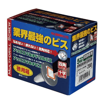 ファスニング AXマルチビス 徳用箱 4mm (コンクリート用) ナベ・皿 (ステンレスコーティング)-株式会社オノマシン