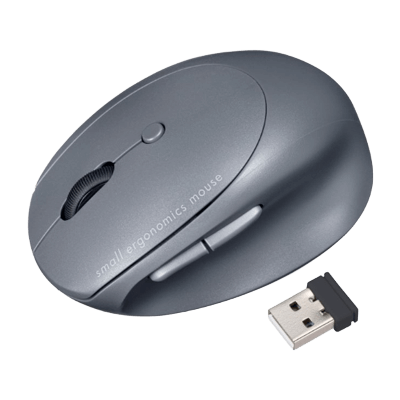 静音ワイヤレス小型エルゴノミクスマウス (充電式・5ボタン・ブラック) MA-EWBS522BK-サンワサプライ株式会社