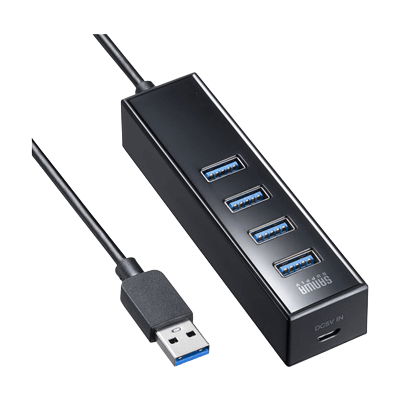 磁石付USB3.2 Gen1 4ポートハブ USB-3H405BKN-サンワサプライ株式会社