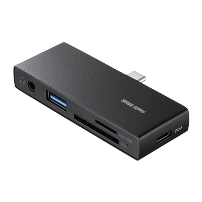 USB 5Gbps Type-C カードリーダー (USB 2ポート搭載) ADR-5TCSDP3BK-サンワサプライ株式会社