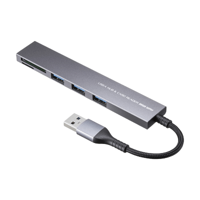 USB 5Gbps 3ポート スリム ハブ (カードリーダー付き・USB A接続) USB-3HC320MS-サンワサプライ株式会社