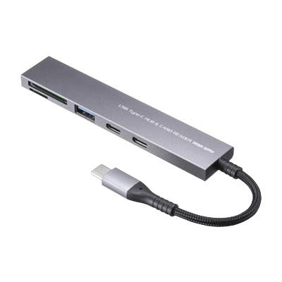 USB 5Gbps 3ポート スリム ハブ (カードリーダー付き・Type-C接続) USB-3TCHC22MS-サンワサプライ株式会社