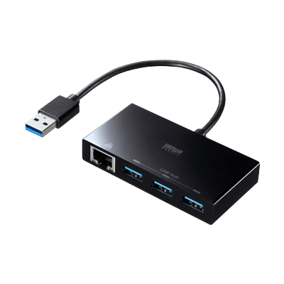 USB3.2 Gen1 ハブ付き ギガビットLANアダプタ USB-3H322BKN-サンワサプライ株式会社