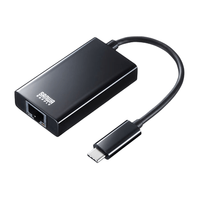 有線LANアダプタ (USB Type-C-LAN変換・USBハブ付き・Gigabit対応・ブラック) USB-CVLAN4BKN-サンワサプライ株式会社