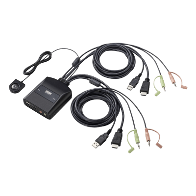 4K対応HDMIパソコン切替器 (エミュレーション非搭載・手元スイッチ付き) SW-KVM2WHUUS-サンワサプライ株式会社