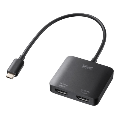 USB Type C-HDMI変換アダプタ (2ポート/4K対応) AD-ALCMST2HD2-サンワサプライ株式会社