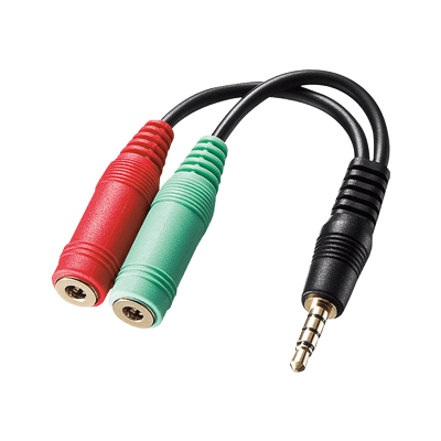 ビデオ・AVケーブル ヘッドホン+マイク用変換アダプタケーブル (3極メスx2→4極オス) KM-A25-005-サンワサプライ株式会社