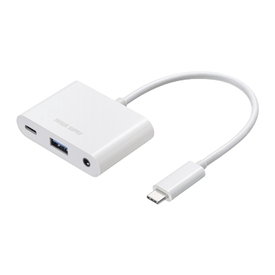 変換アダプタ・ケーブル イヤフォンジャック付きType-Cハブ USB-5TCPA23W-サンワサプライ株式会社