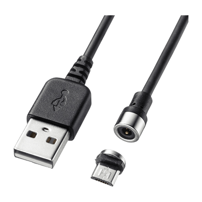 Magnet脱着式microUSBケーブル (ブラック・1m) KU-MMG1-サンワサプライ株式会社