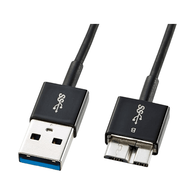 USB3.0マイクロケーブル (A-MicroB) 超ごく細 KU30-AMCSS03K/05K-サンワサプライ株式会社