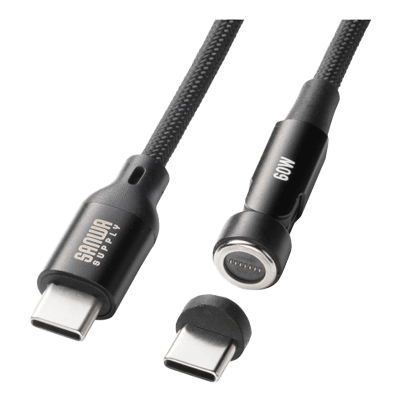USB2.0 Type-Cケーブル (マグネットコネクタ・540度回転・PD60W) KU-CCP60MG10BK/20BK-サンワサプライ株式会社
