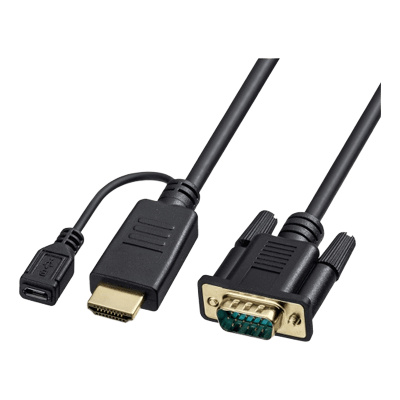 アナログRGBケーブル (VGAケーブル) ・アダプタ HDMI-VGA変換アダプタケーブル (ブラック・1m) KM-HD24Vシリーズ-サンワサプライ株式会社