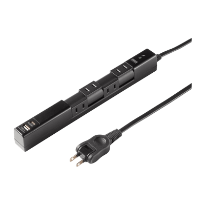 電源タップ (2極タイプ) 回転タップ (AC4個口＋Type-C＋USB-A・PD20W) TAP-B113UC-2BK/W-サンワサプライ株式会社