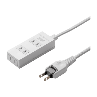 電源タップ (2極タイプ) 火災予防タップ・ホワイト TAP-TSH31N2/32N2/33N2/35N2-サンワサプライ株式会社